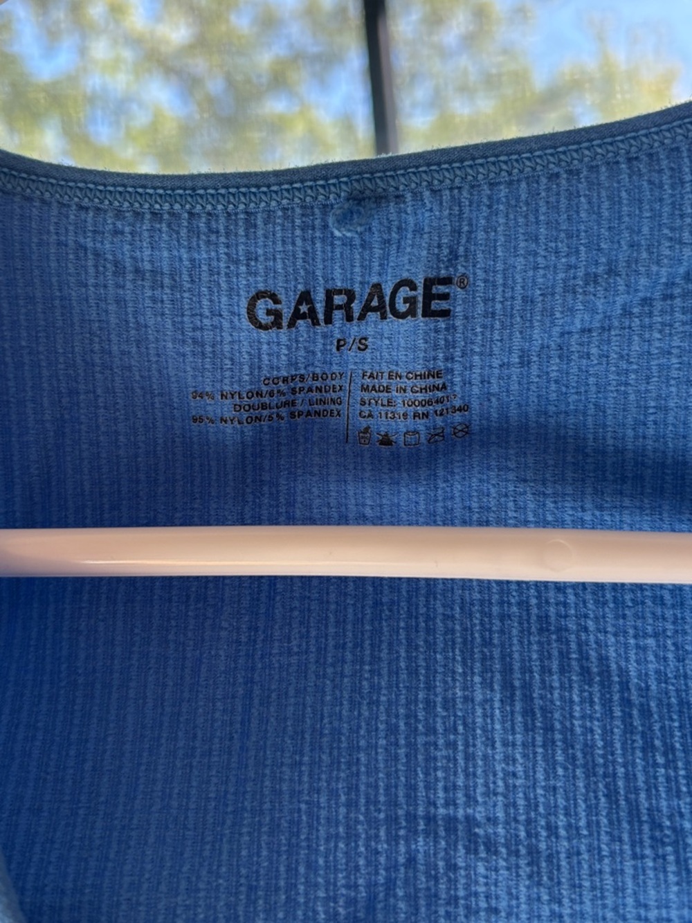 Garage Ribbed Deep V Blue Crop Tank - Picture 3 of 3